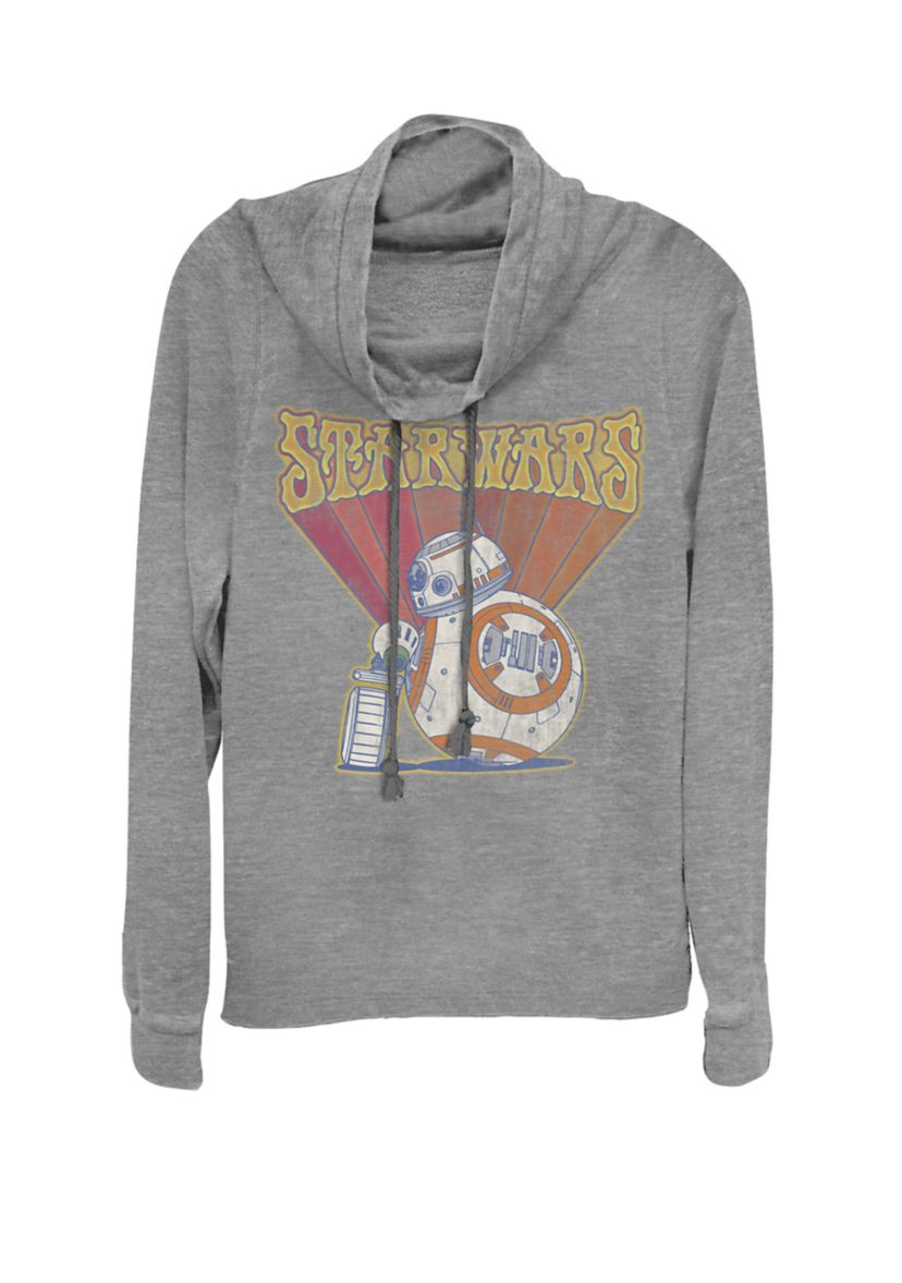 Retro Psychedelic Droids BB-8 And D-O Cowl Neck Graphic Pullover