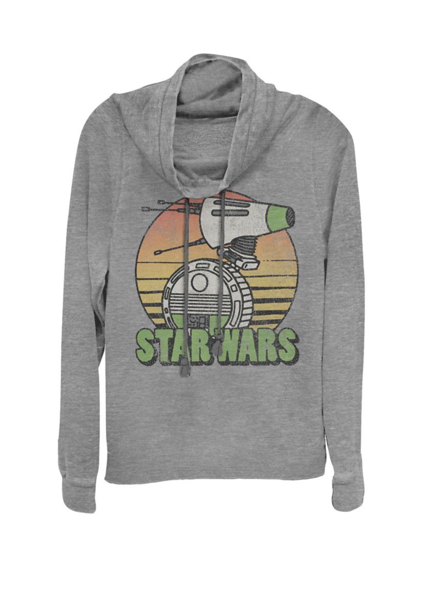 Retro D-O Droid Sunset Cowl Neck Graphic Pullover