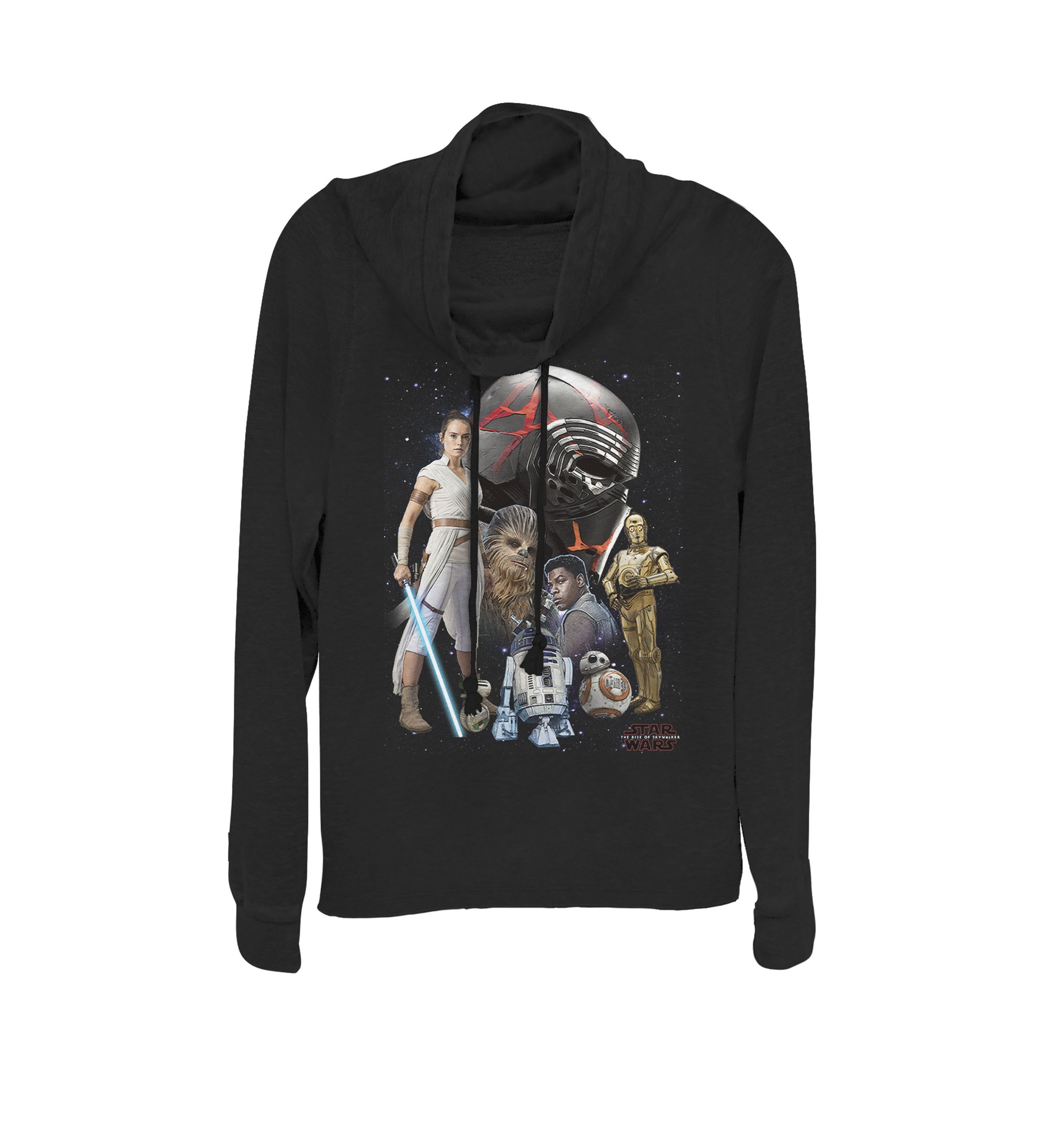 Rise of Skywalker Galaxy Group Poster Cowl Neck Graphic Pullover