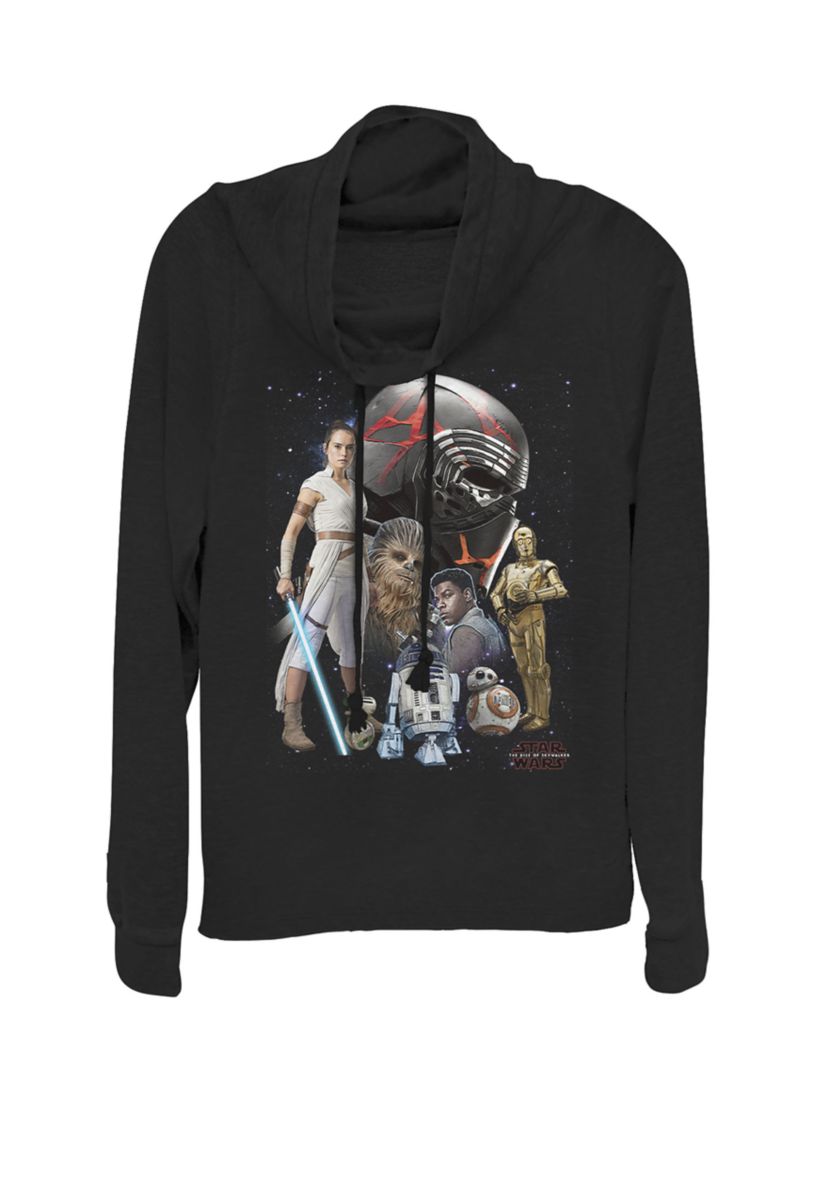 Rise of Skywalker Galaxy Group Poster Cowl Neck Graphic Pullover
