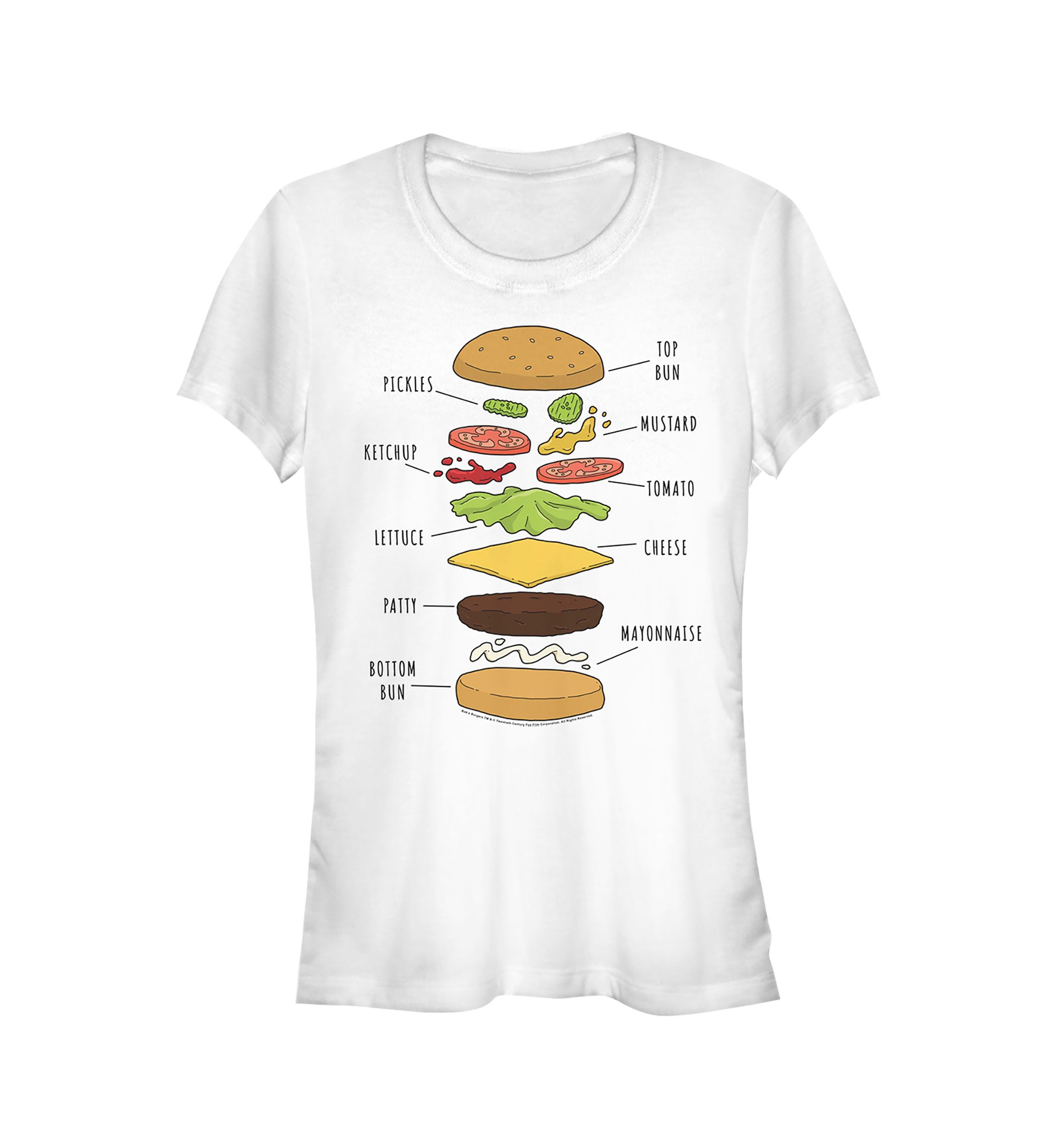 Juniors Burger Diagram T-Shirt