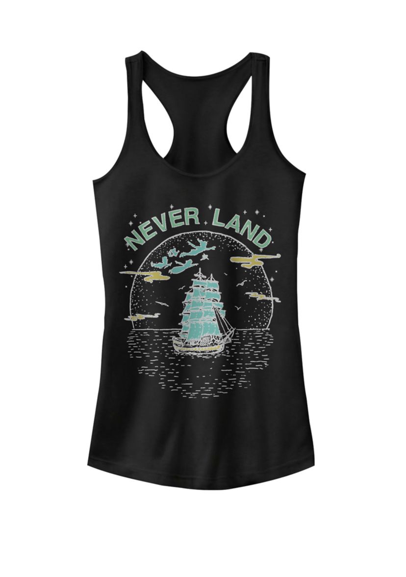 Peter Pan Fly To Never Land Ship Line Art Racerback Tank