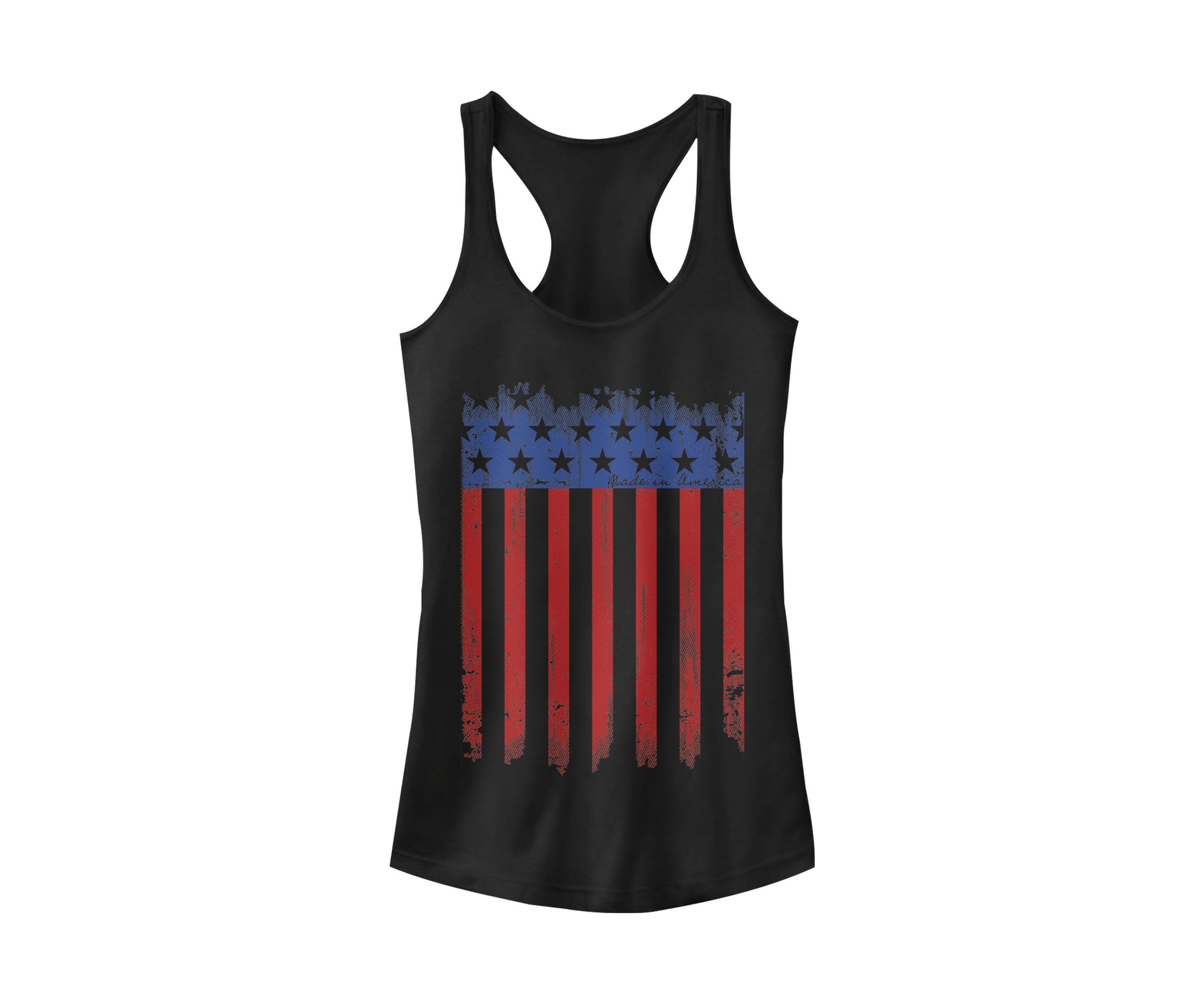	  Juniors Distressed Flag America Tank Top  