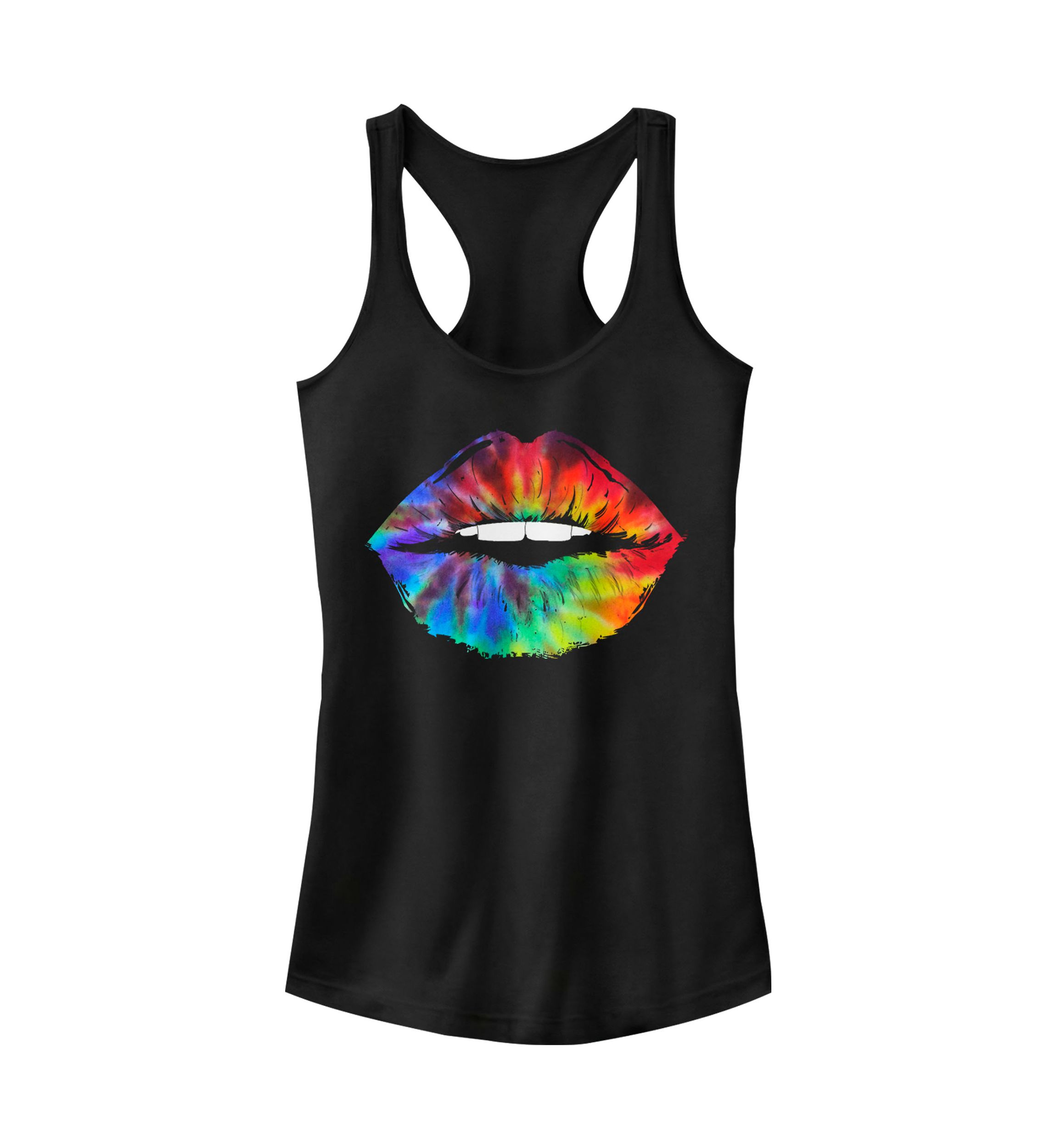  Juniors Tie Dye Lips Tank Top  
