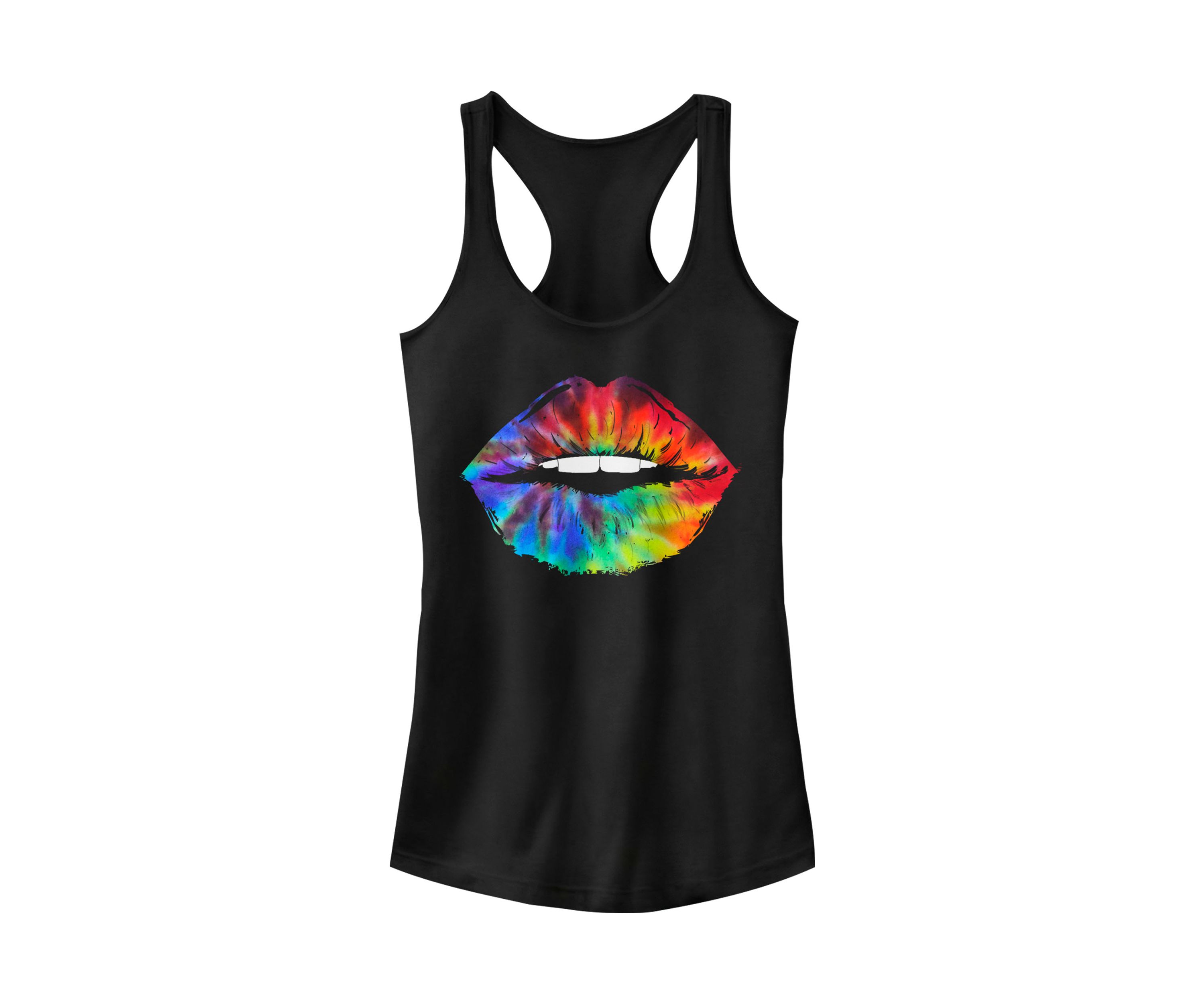  Juniors Tie Dye Lips Tank Top  
