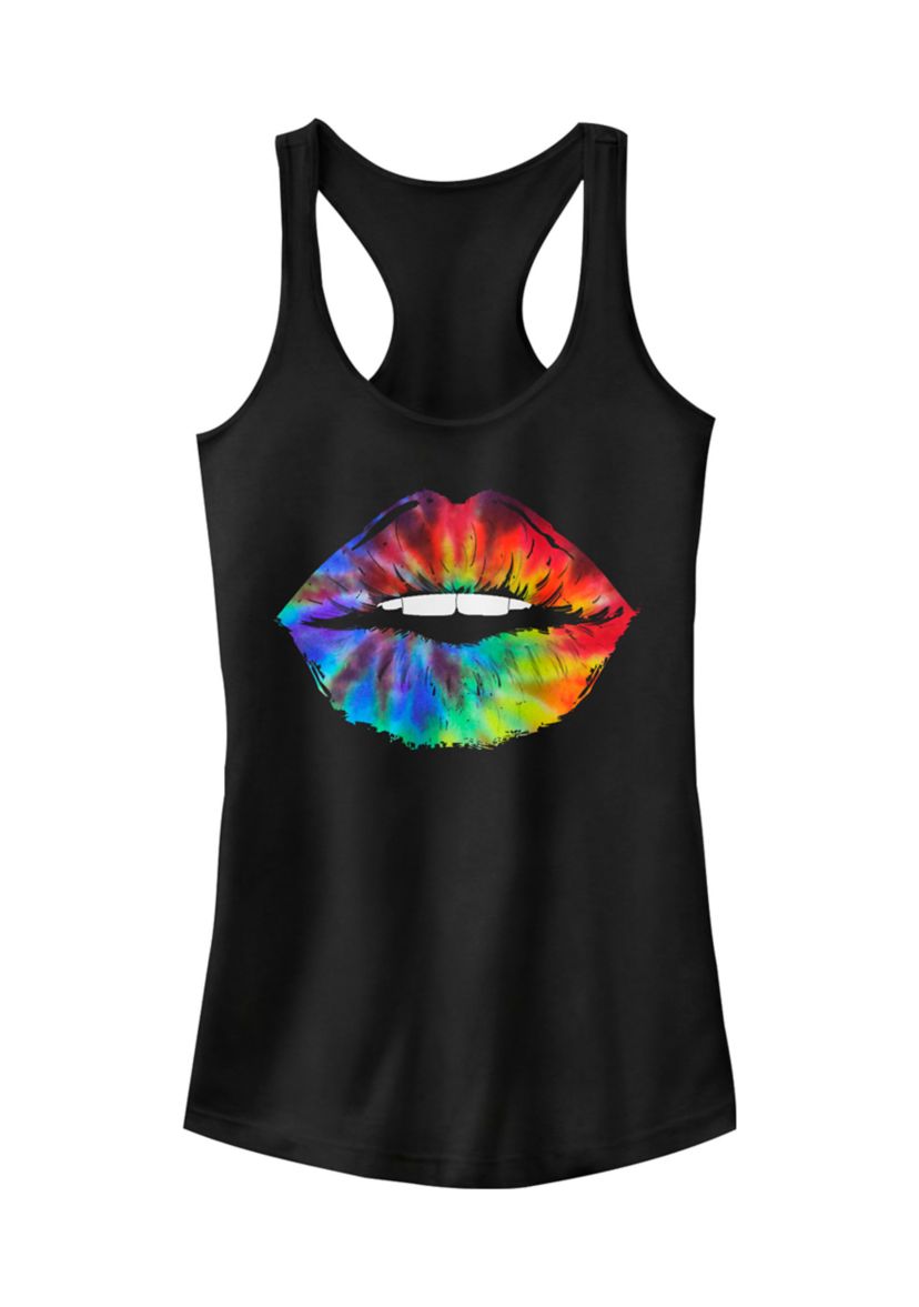  Juniors Tie Dye Lips Tank Top  