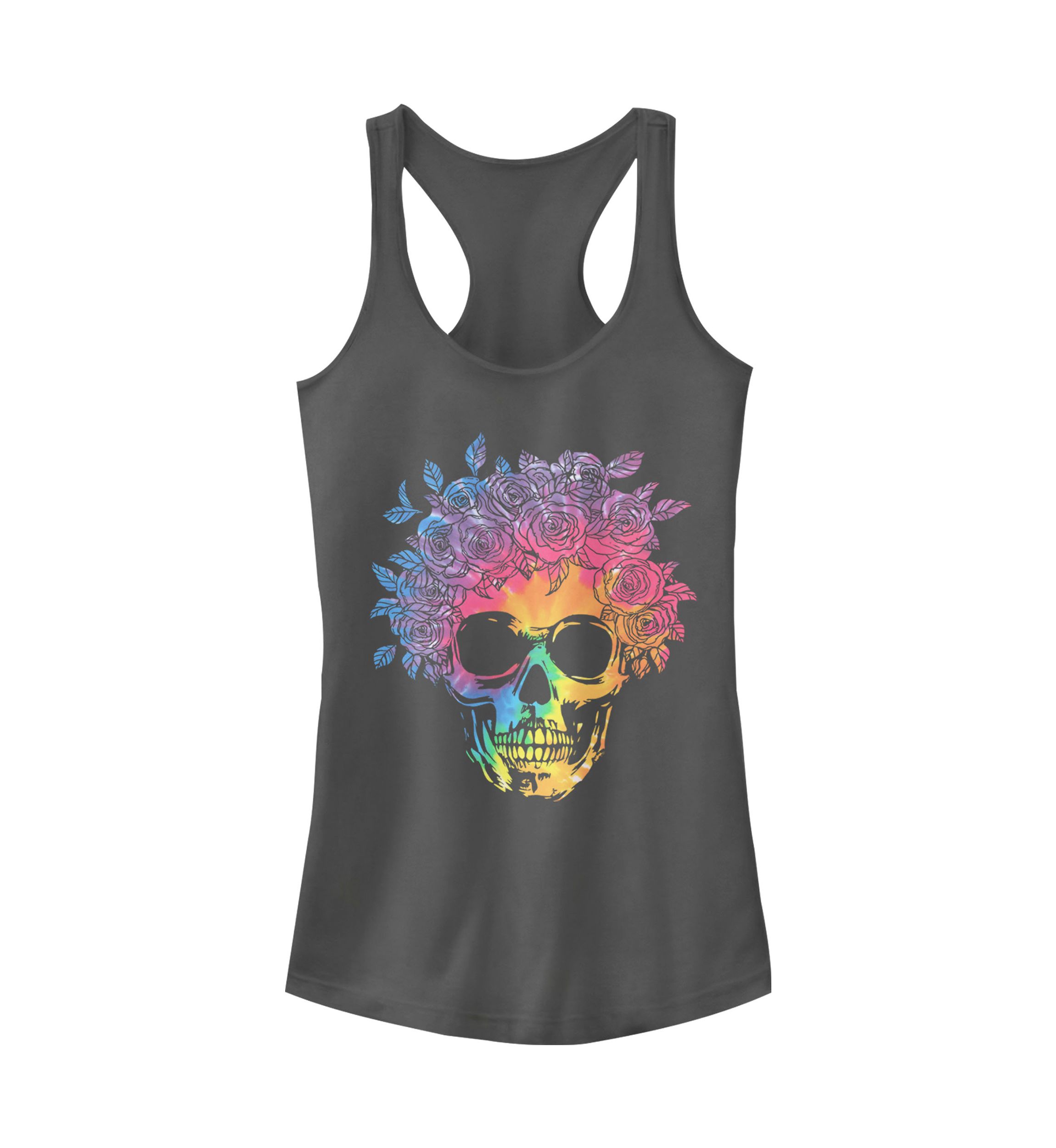 	  Juniors Skull Flowers Tank Top  