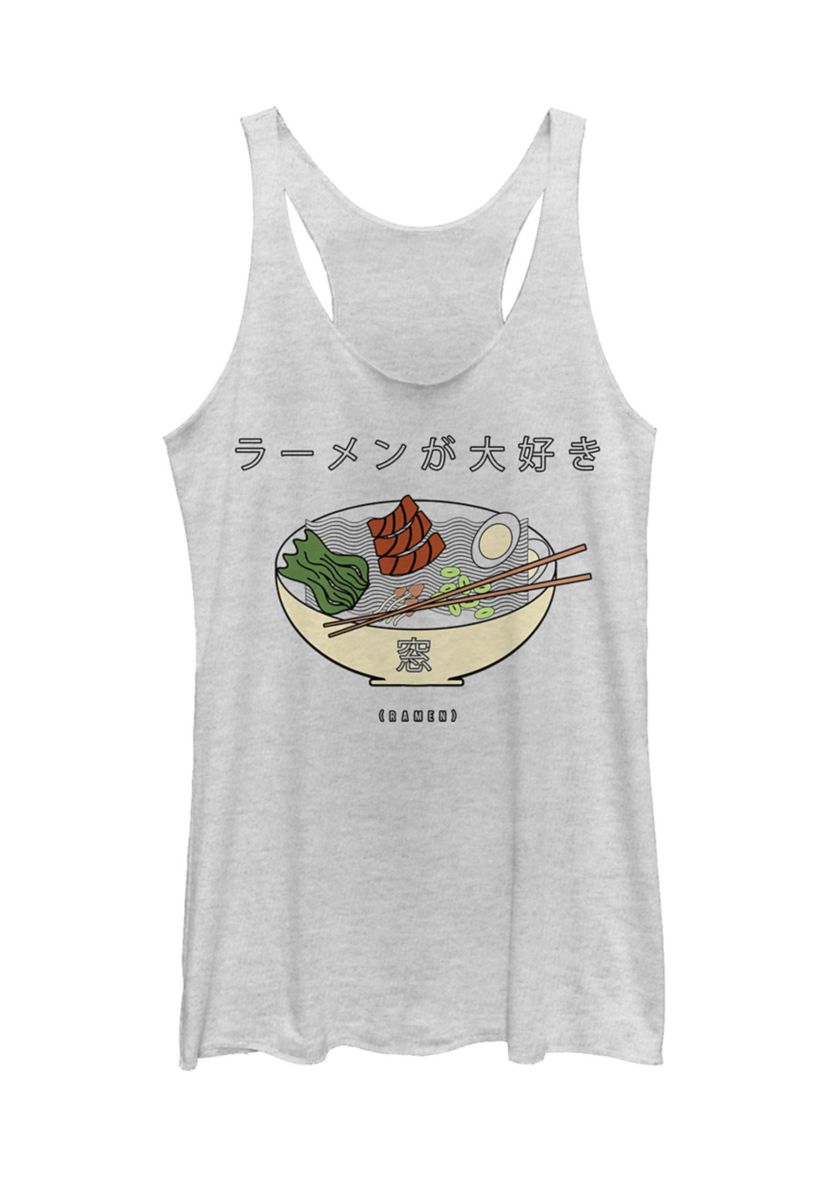 Juniors V-Line Love Ramen Graphic Tank