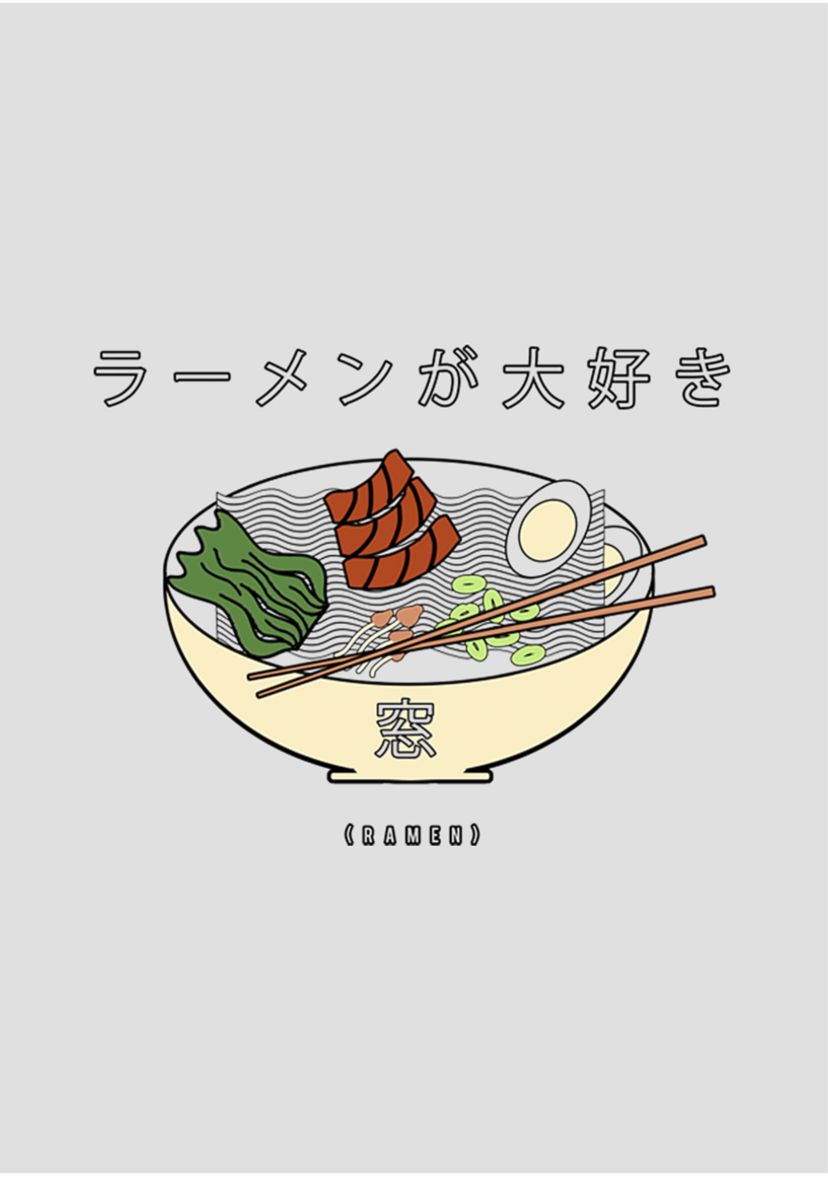 Juniors V-Line Love Ramen Graphic Tank