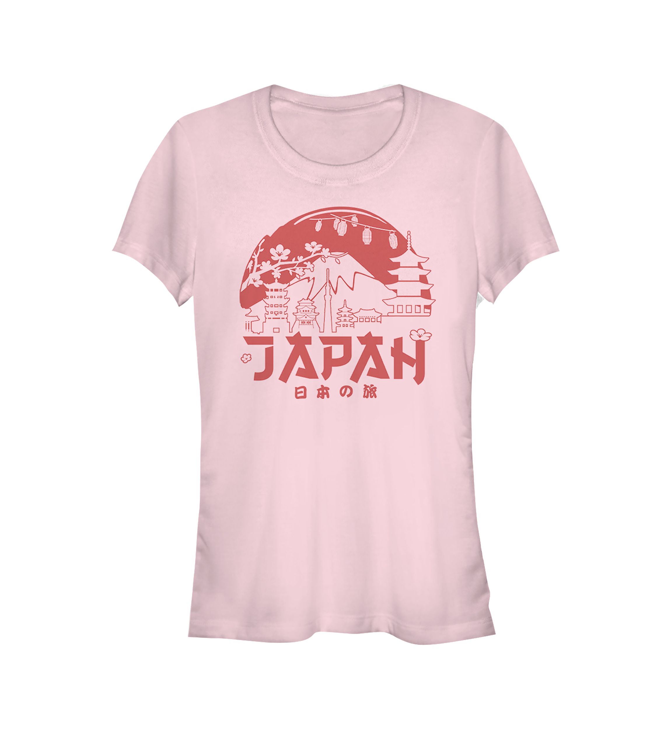 Juniors V-Line Japan Red Sun Horizon Graphic T-Shirt