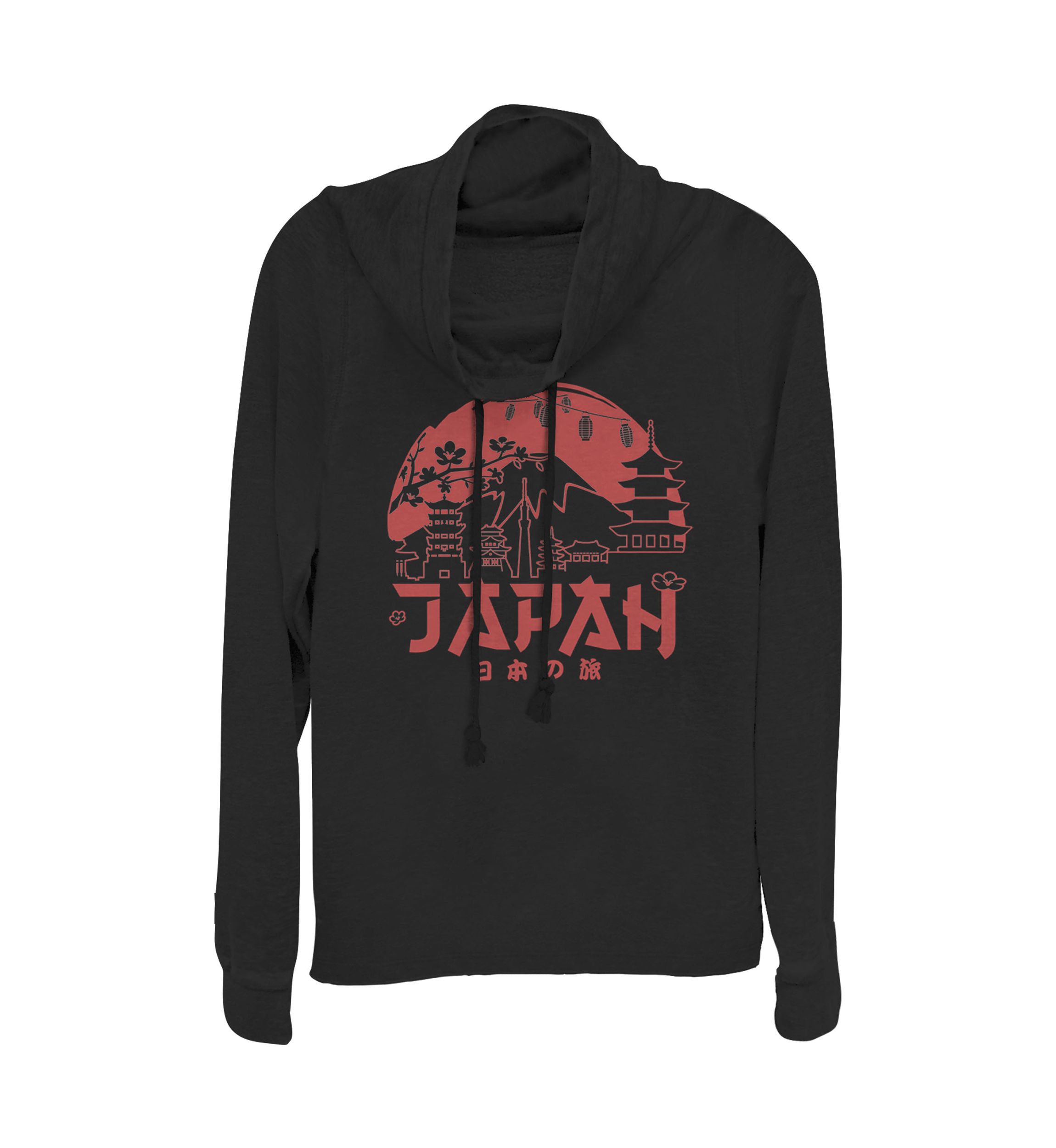 Juniors V-Line Japan Red Sun Horizon Pullover Graphic T-Shirt