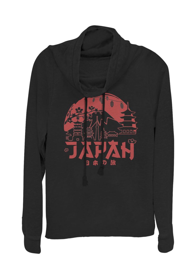 Juniors V-Line Japan Red Sun Horizon Pullover Graphic T-Shirt