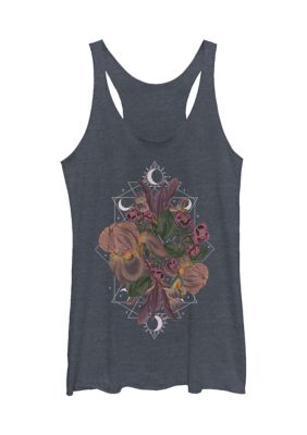 Tom and Jerry Women's Geometric Floral Graphic Tank Top, Navy Blue, XSmall