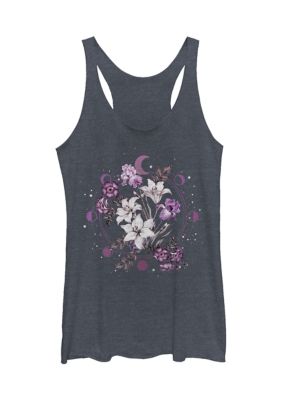 Tom and Jerry Women's Floral Moon Graphic Tank Top, Navy Blue, XSmall