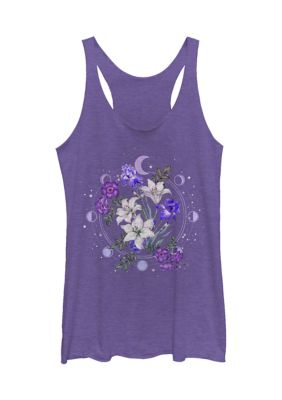 Tom and Jerry Women's Floral Moon Graphic Tank Top, Purple, XSmall