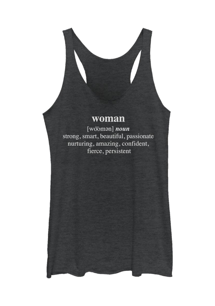 Juniors  Woman Definition Graphic Tank