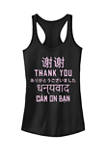 Juniors V-Line Thank You Stack Graphic Tank