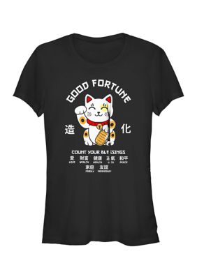 V-Line Women's Lucky Cat Fortunes Graphic T-Shirt, Black, XXL