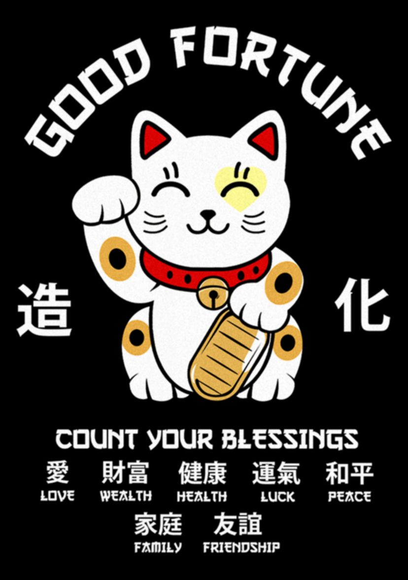Lucky Cat Fortunes Graphic T-Shirt