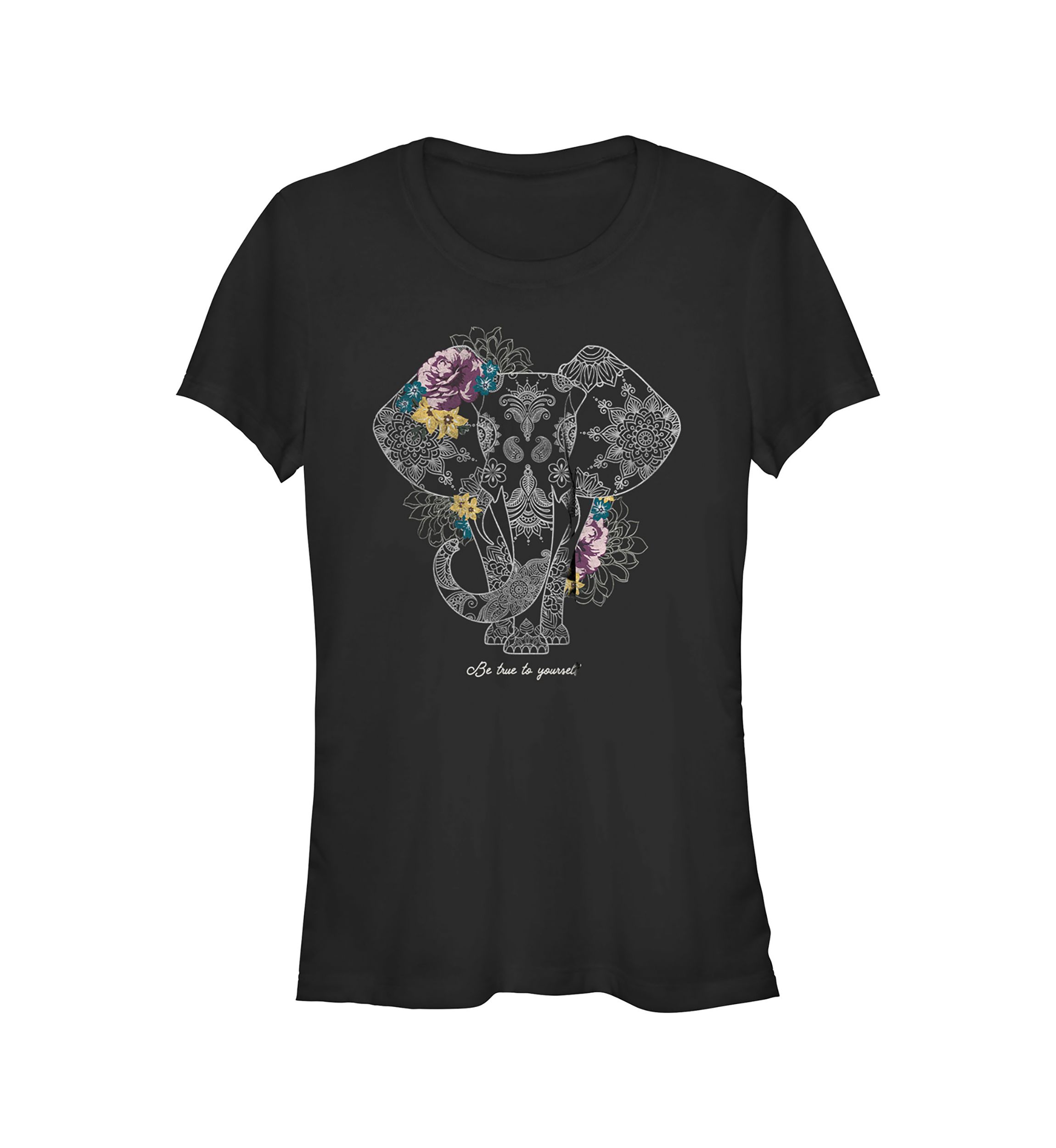 Ornate True Floral Elephant Graphic T-Shirt