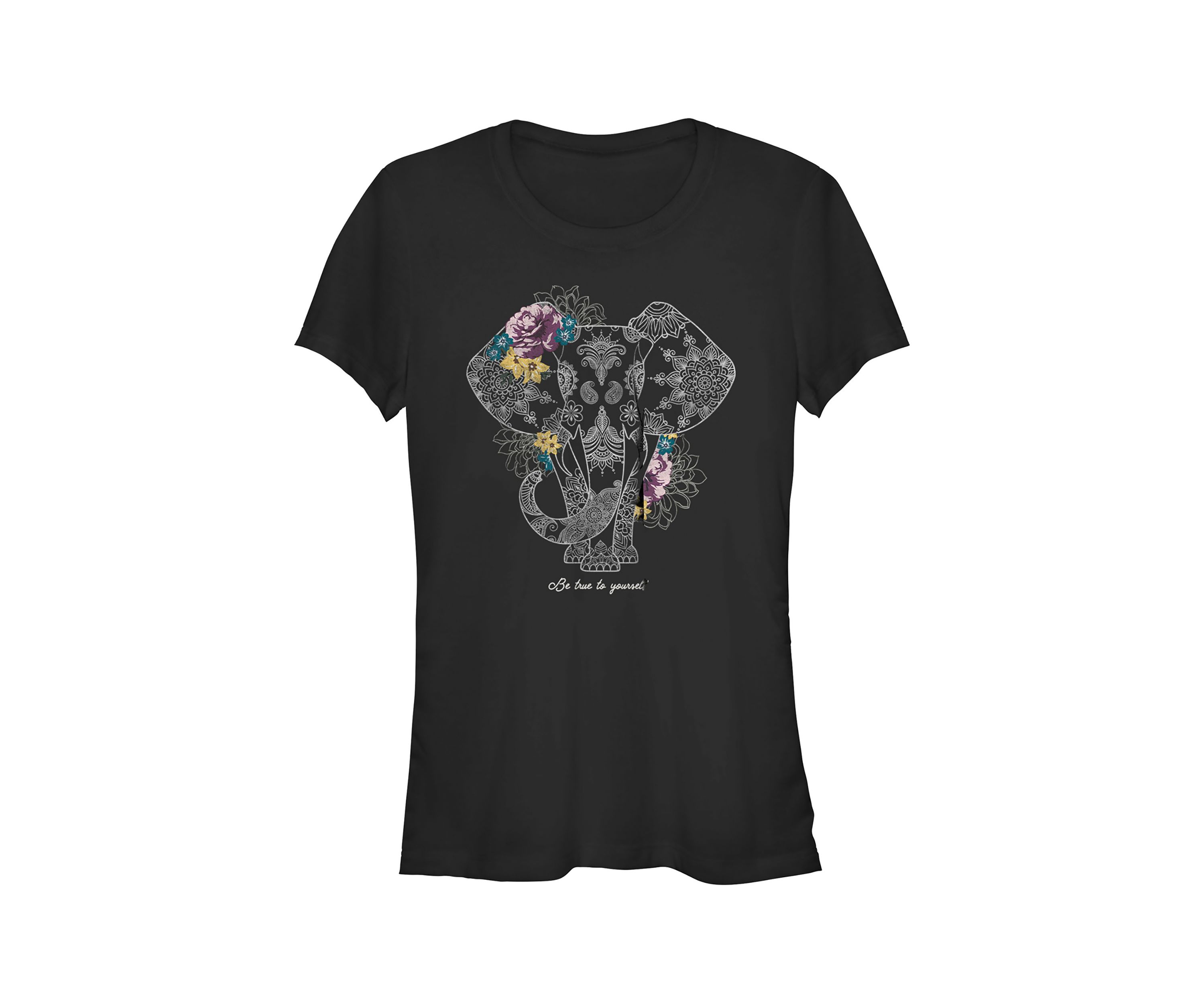 Ornate True Floral Elephant Graphic T-Shirt