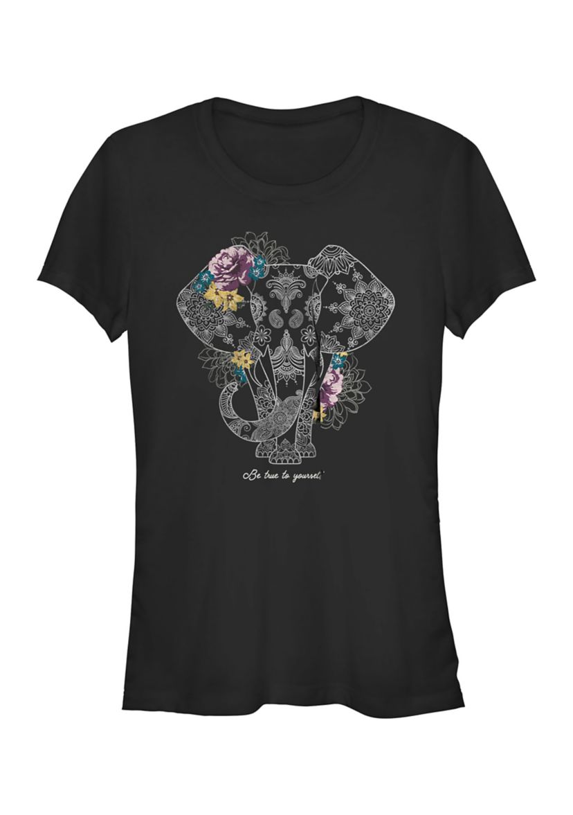 Ornate True Floral Elephant Graphic T-Shirt