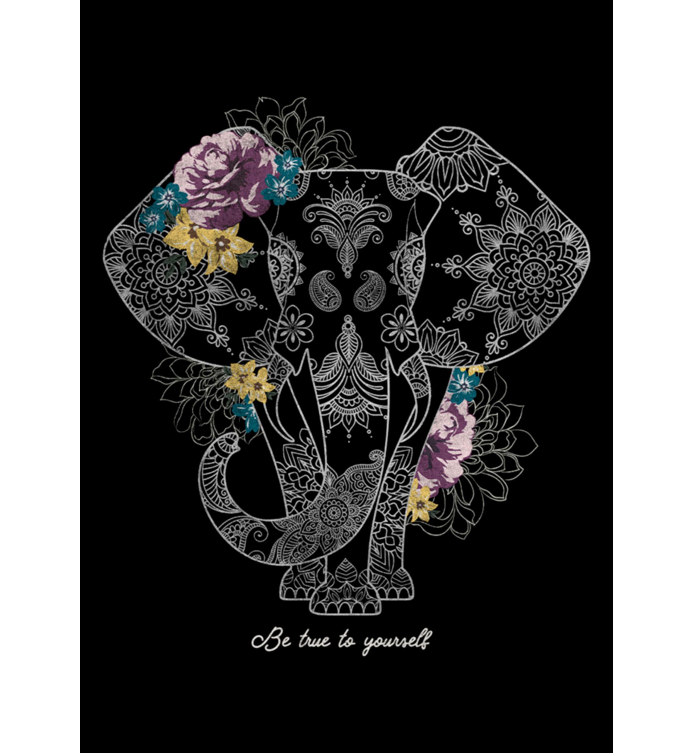 Ornate True Floral Elephant Graphic T-Shirt
