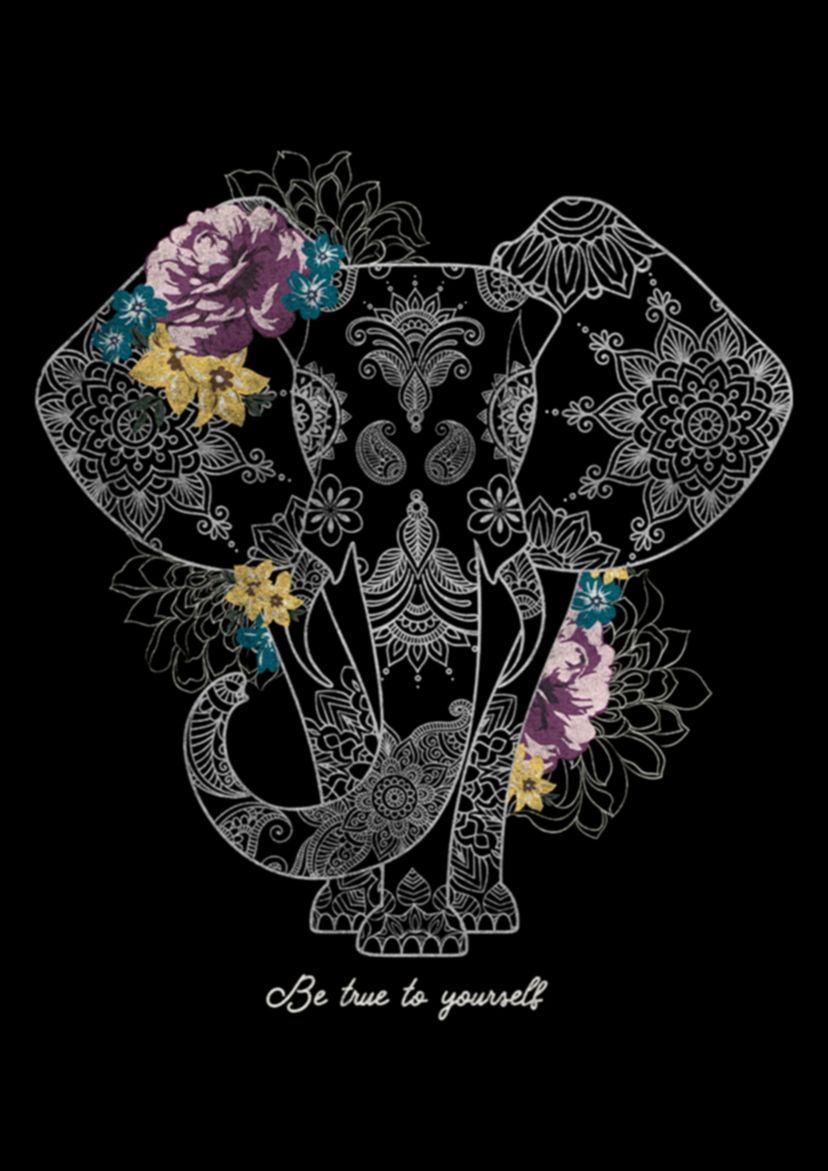 Ornate True Floral Elephant Graphic T-Shirt