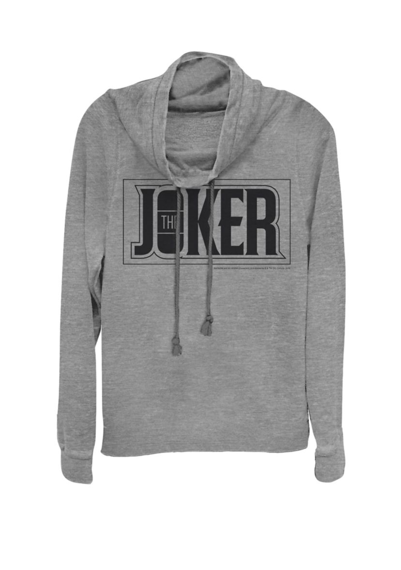The Joker Urban Text Logo Cowl Neck Pullover Sweater
