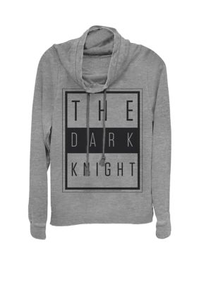 DC COMICS Women's The Dark Night Urban Text Logo Cowl Neck Pullover Sweater, Grey, XSmall