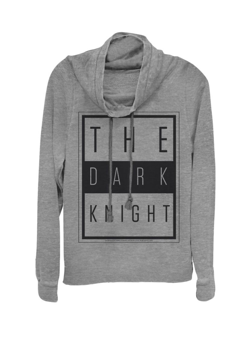 The Dark Night Urban Text Logo Cowl Neck Pullover Sweater