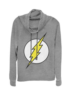 DC COMICS Women's The Flash Classic Logo Cowl Neck Graphic Pullover, Grey, XSmall