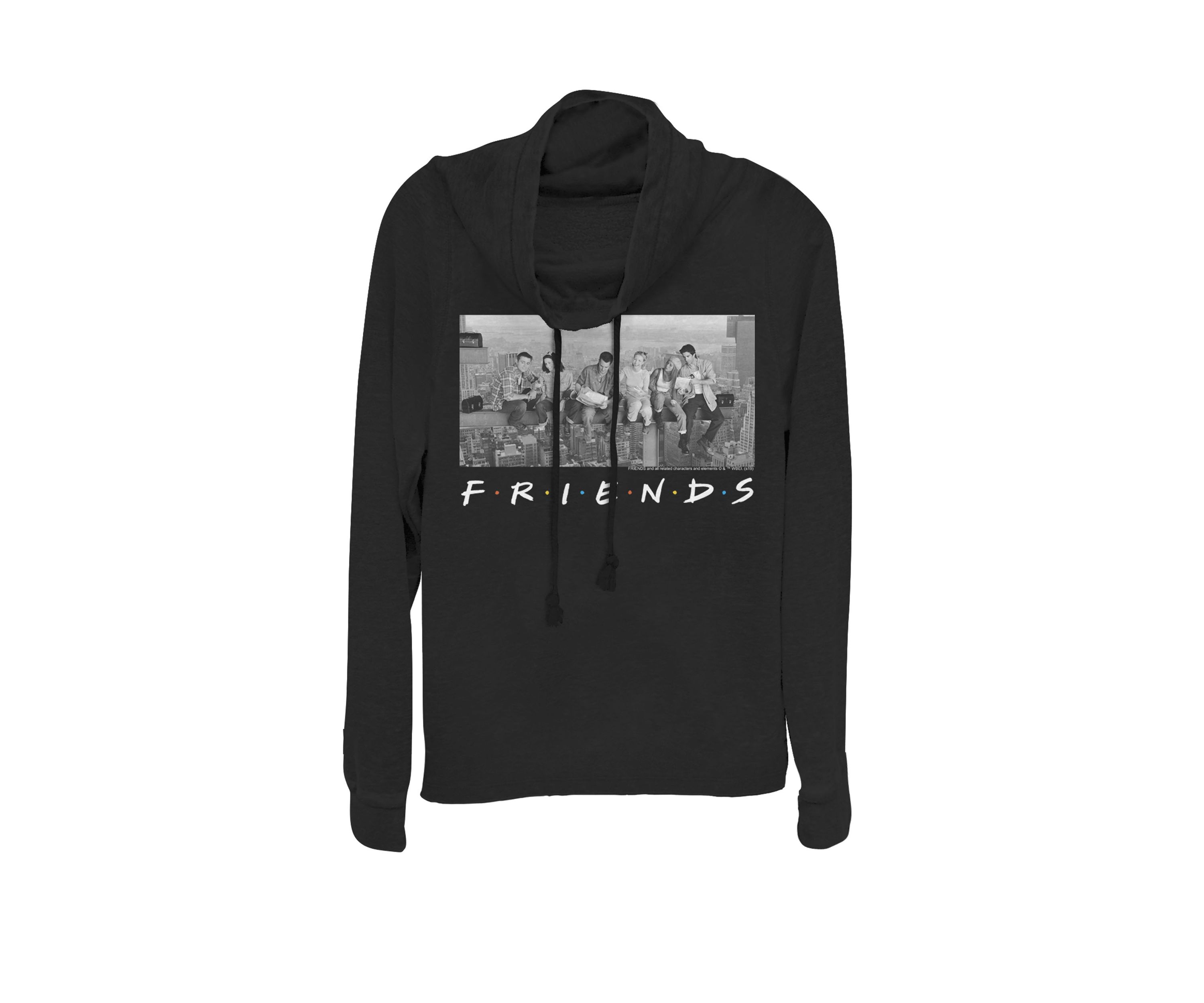 City Skyline Grayscale Group Portrait Cowl Neck Pullover