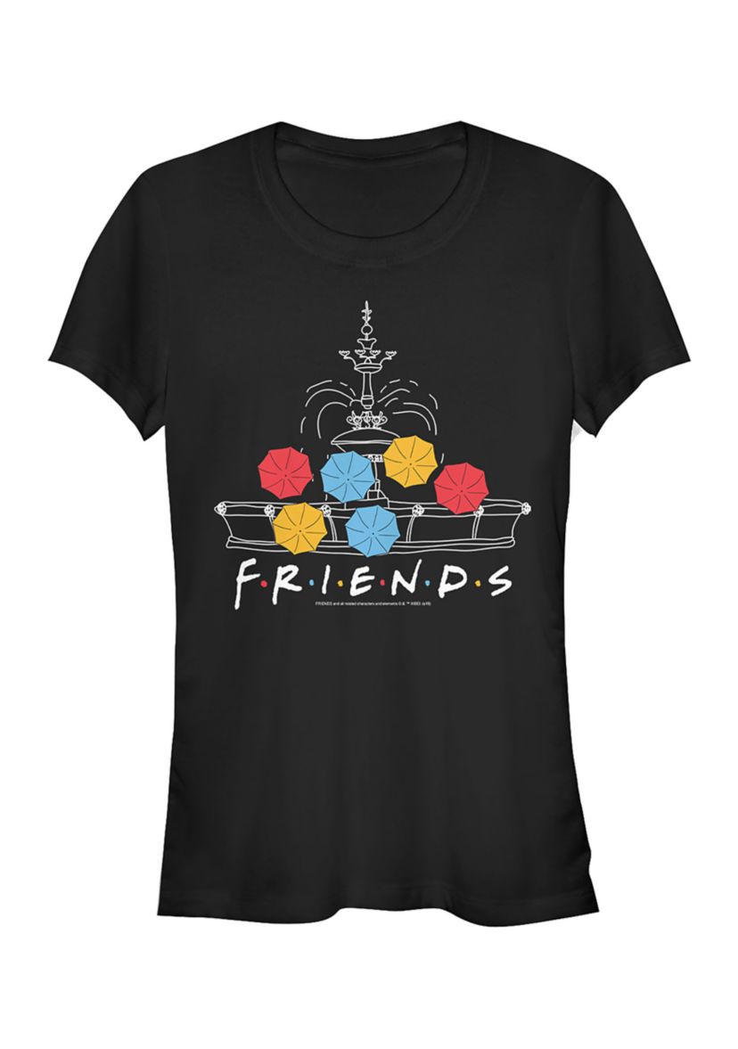Juniors Fountain Umbrellas Graphic T-Shirt