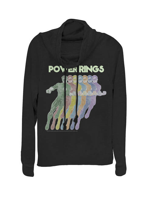 Rainbow Power Rings Cowl Neck Graphic Pullover