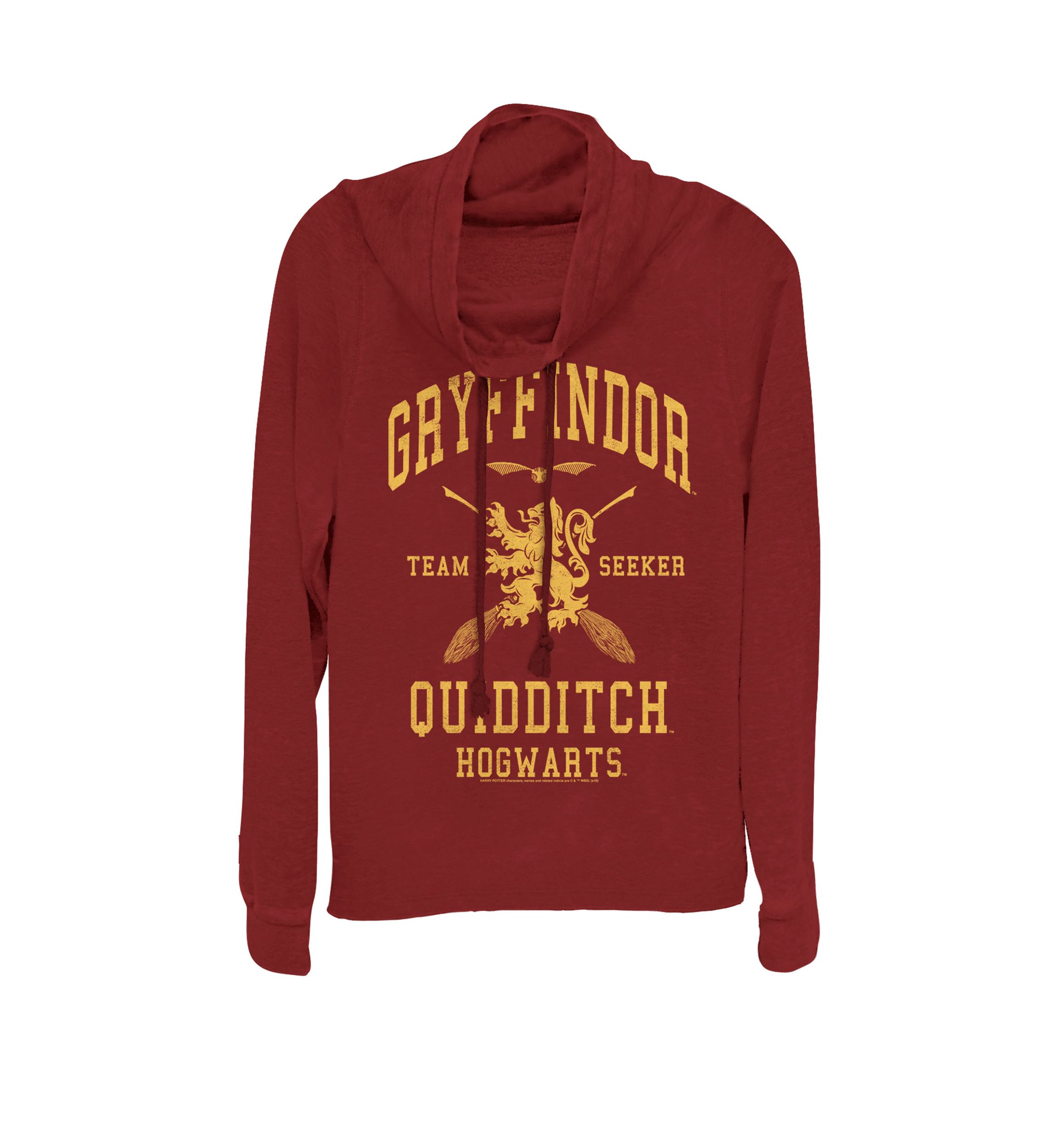 Hogwarts Gryffindor Quidditch Team Seeker Logo Cowl Neck Graphic Pullover