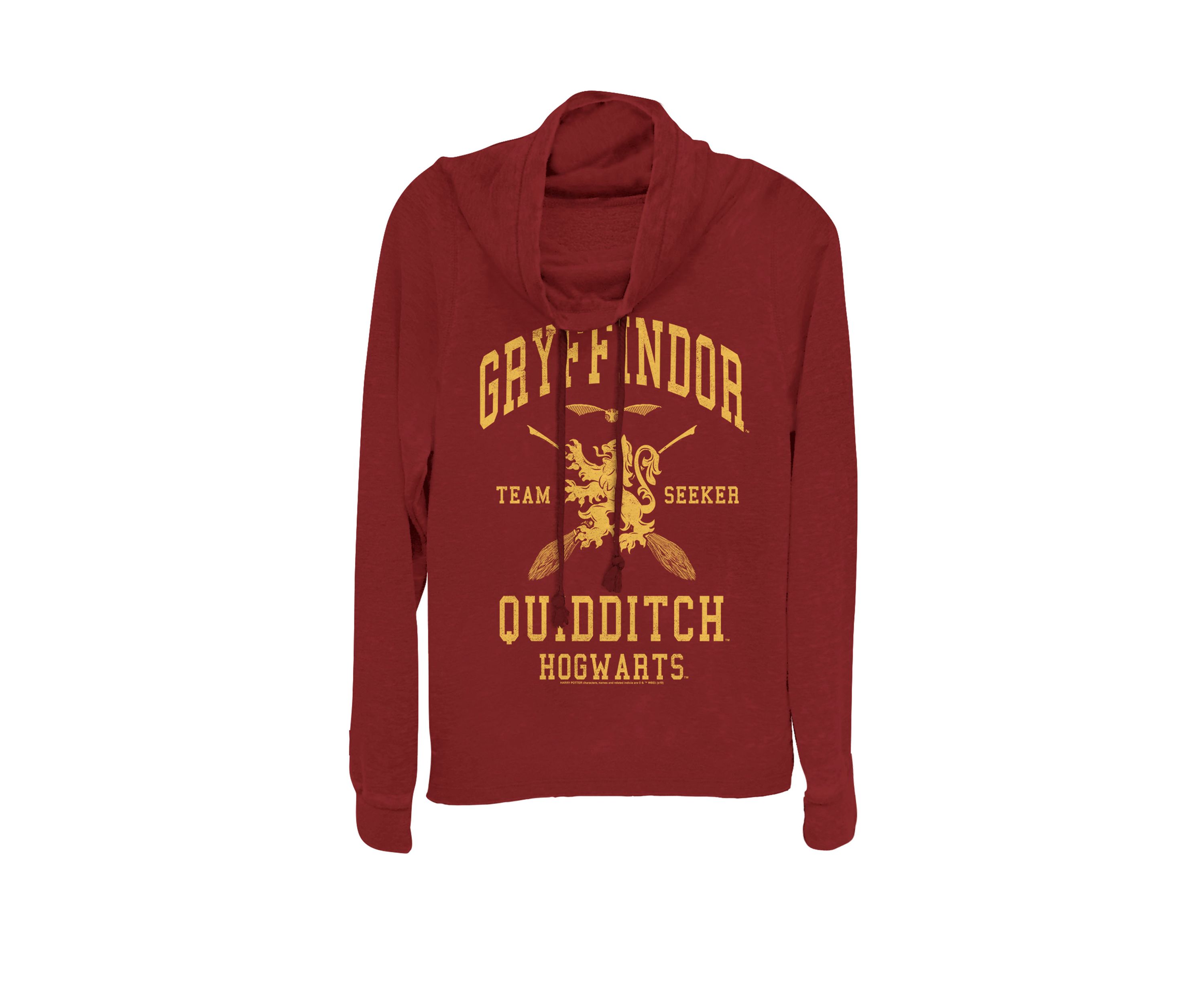 Hogwarts Gryffindor Quidditch Team Seeker Logo Cowl Neck Graphic Pullover