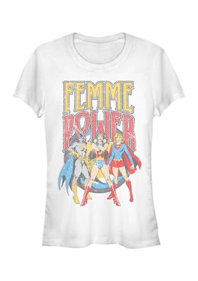 DC COMICS Women's Femme Power Trio Graphic T-Shirt, White, 2XL