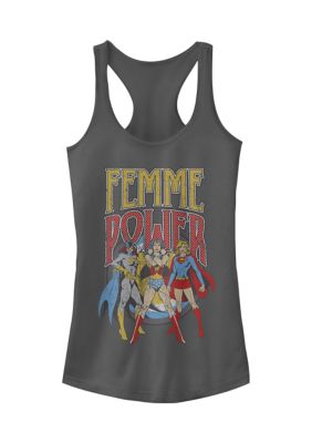 DC COMICS Women's Femme Power Trio Graphic Tank Top, Grey, XSmall