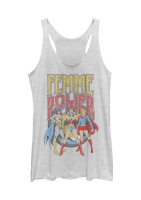DC COMICS Women's Femme Power Trio Graphic Tank Top, White, 2XL
