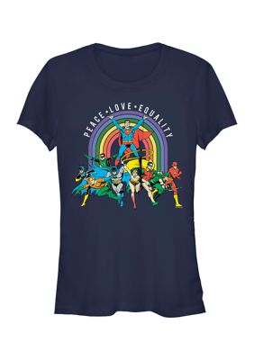 DC COMICS Women's Peace Heroes Graphic T-Shirt, Navy Blue, XXL