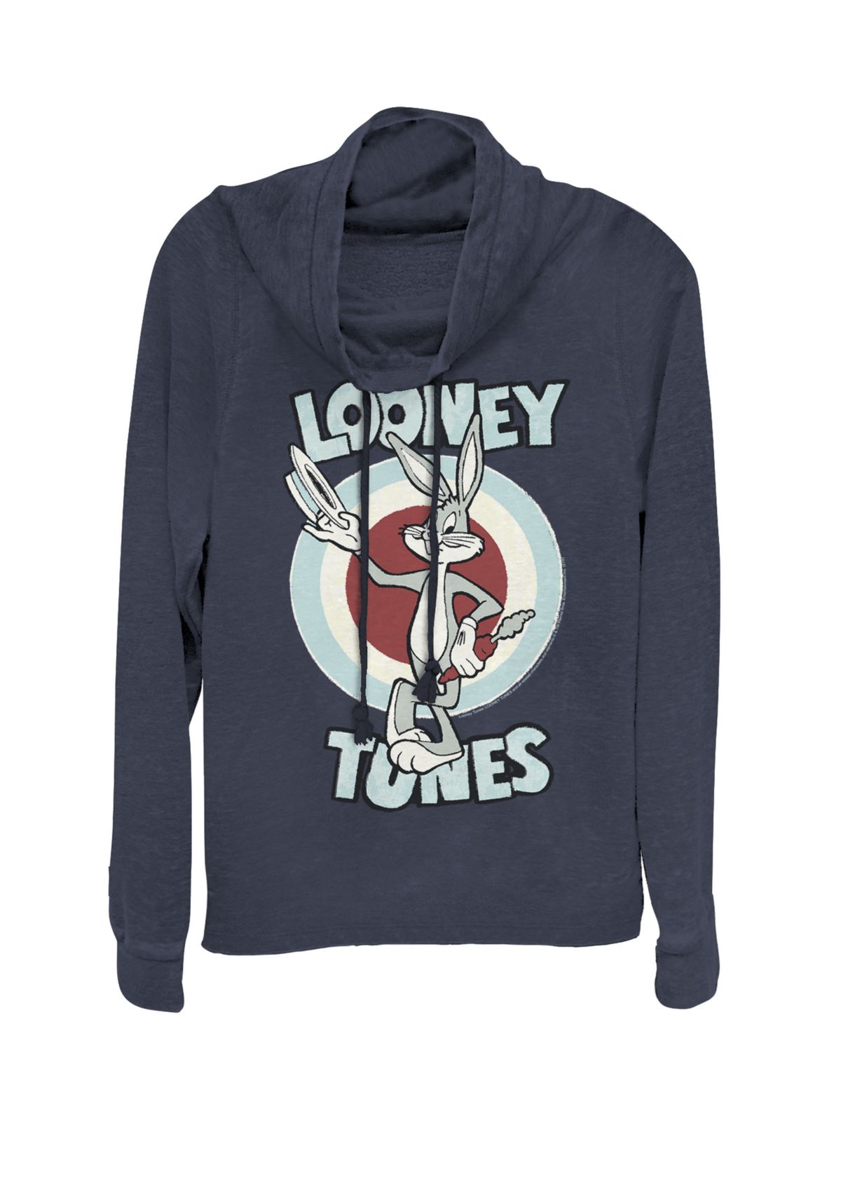 Classic Bugs Bunny Target Portrait Cowl Neck Graphic Pullover