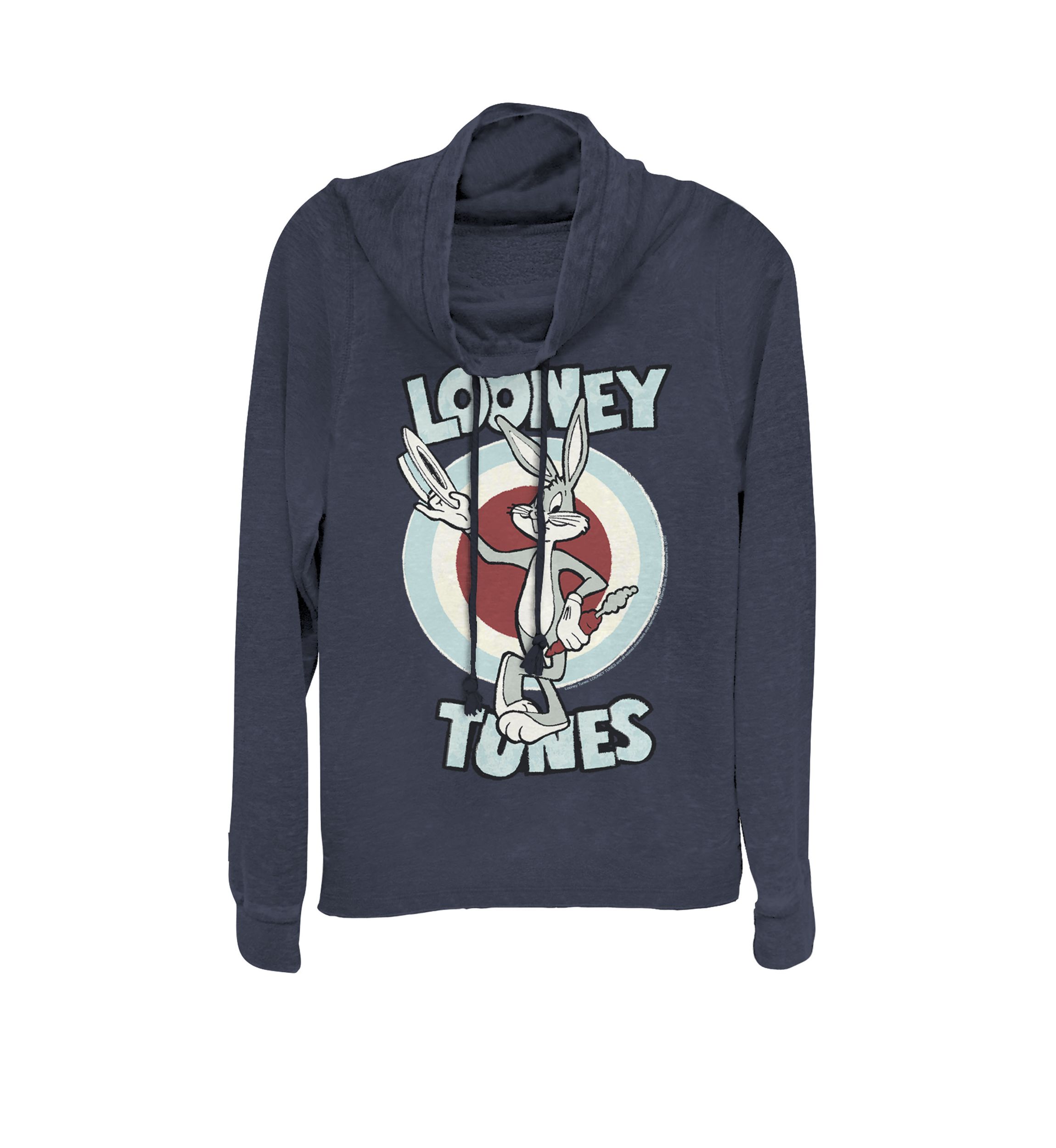 Classic Bugs Bunny Target Portrait Cowl Neck Graphic Pullover