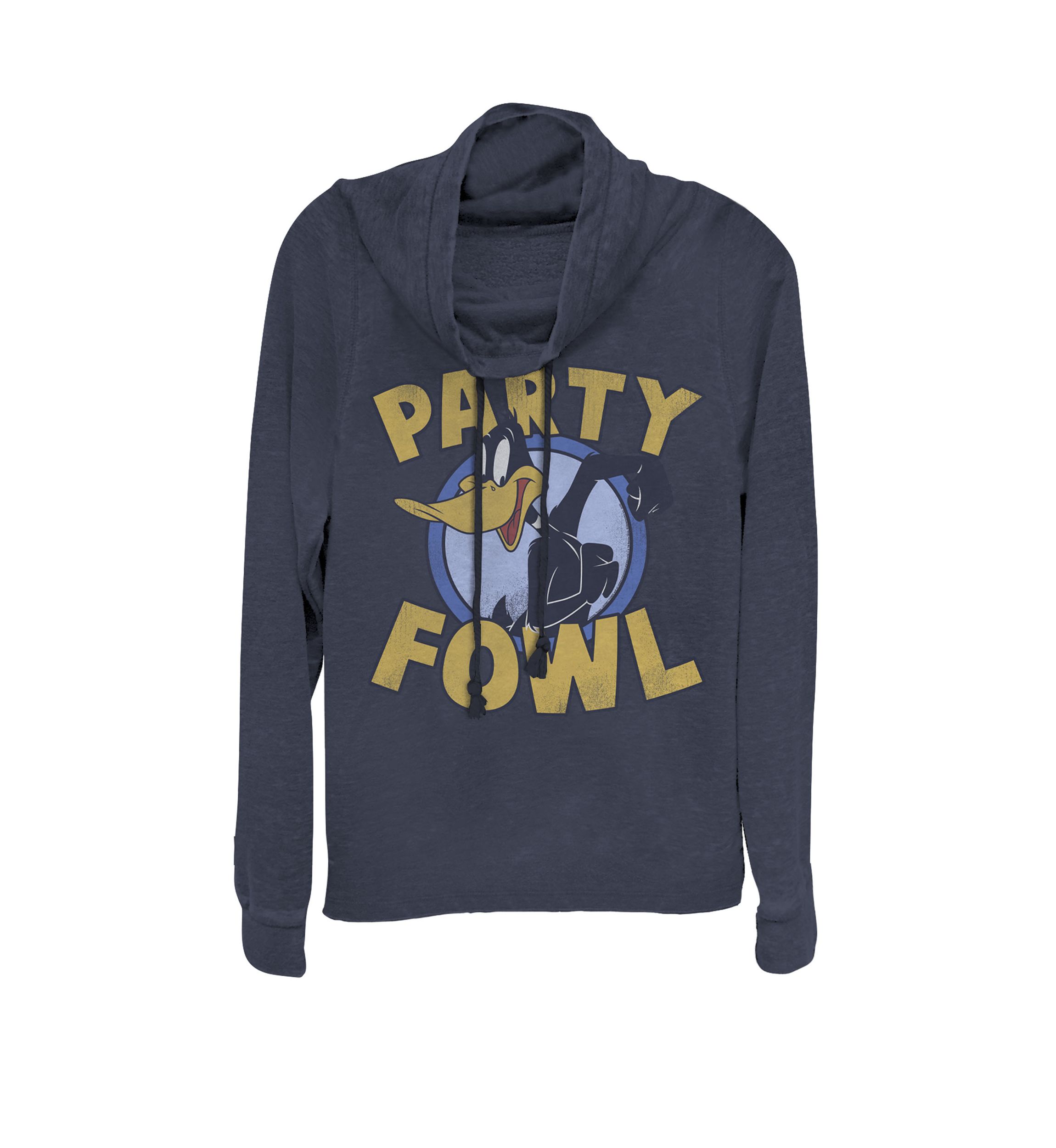 Daffy Duck Party Fowl Cowl Neck Graphic Pullover