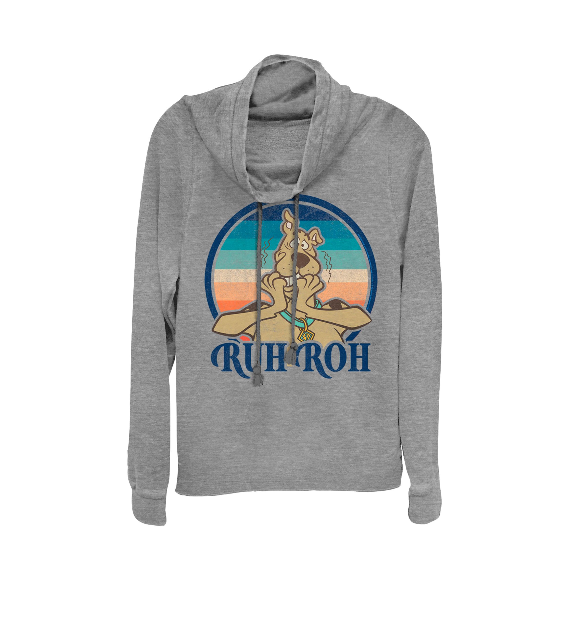 Ruh Roh Rainbow Sunset Scooby Cowl Neck Graphic Pullover