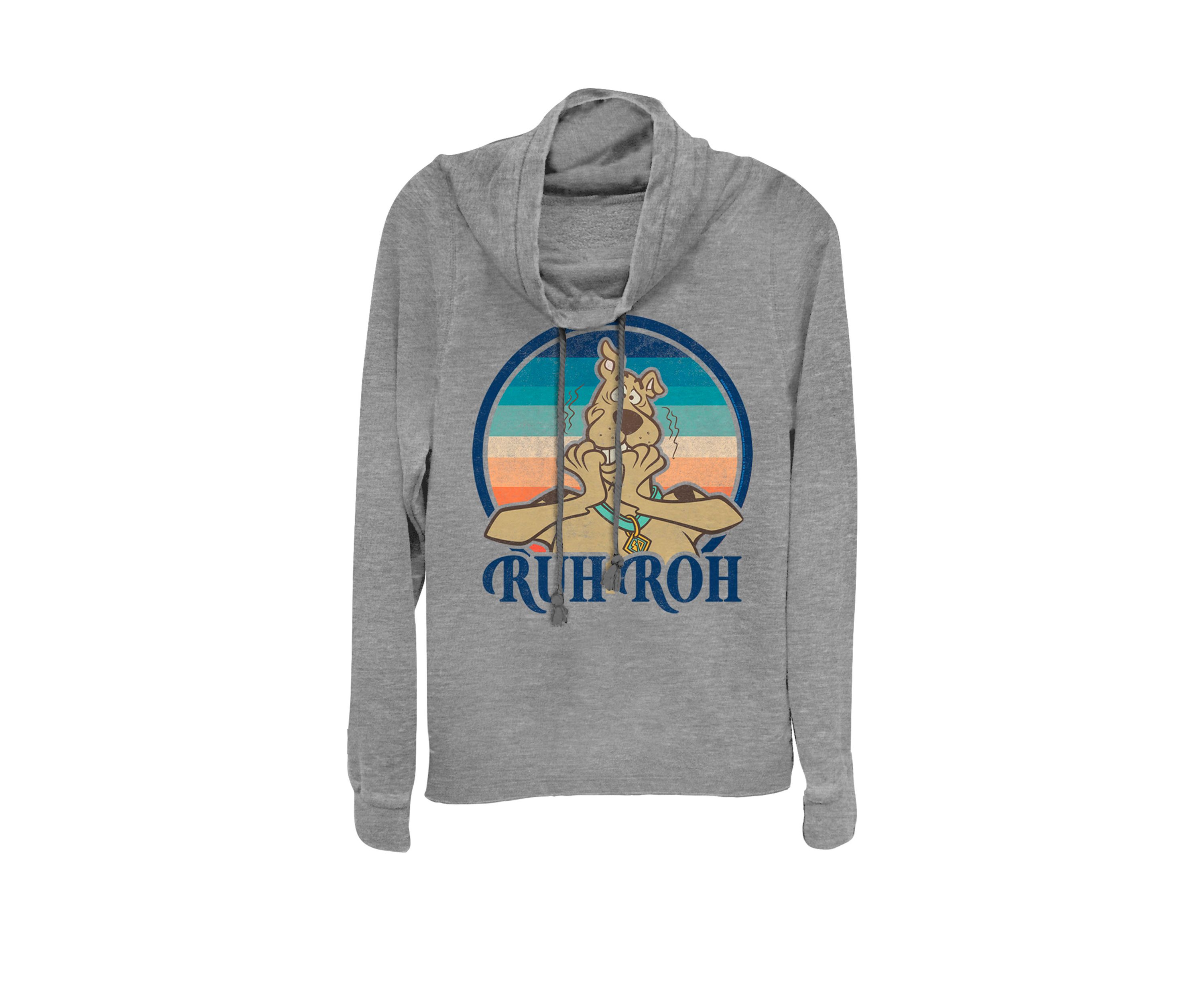 Ruh Roh Rainbow Sunset Scooby Cowl Neck Graphic Pullover