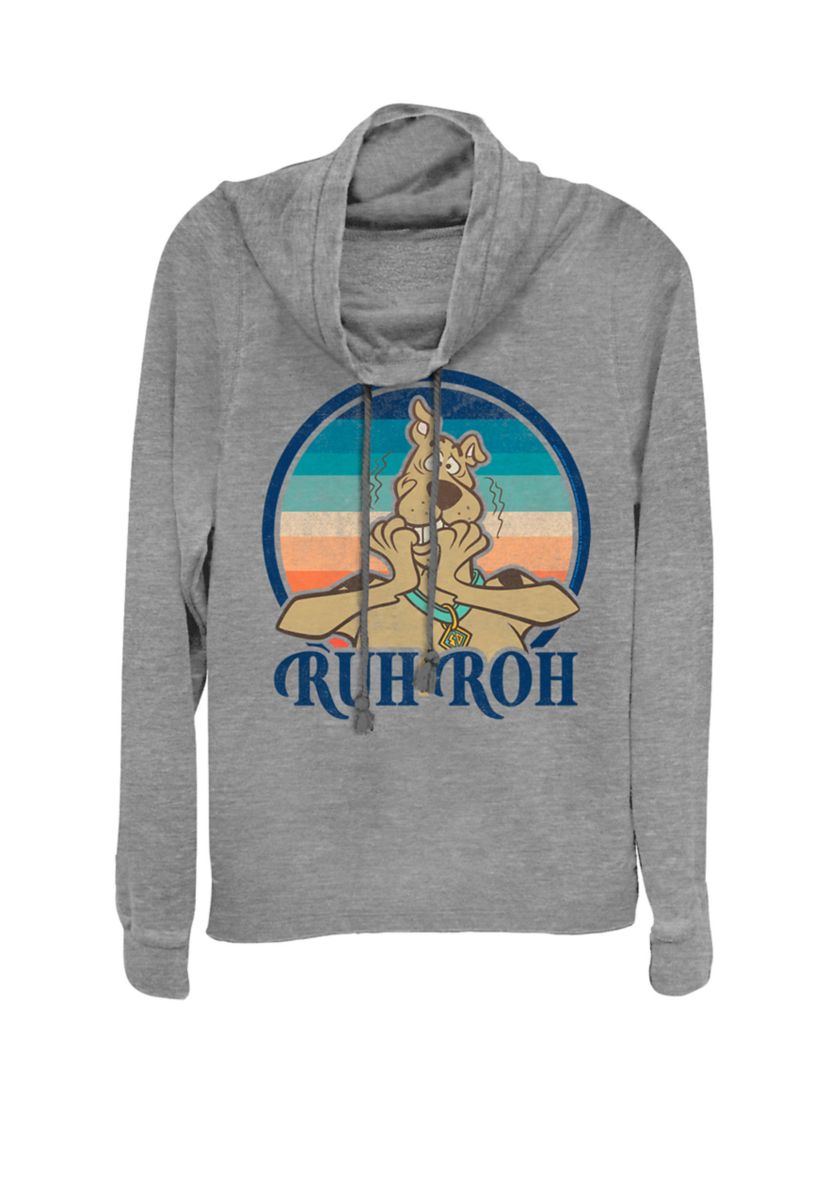 Ruh Roh Rainbow Sunset Scooby Cowl Neck Graphic Pullover