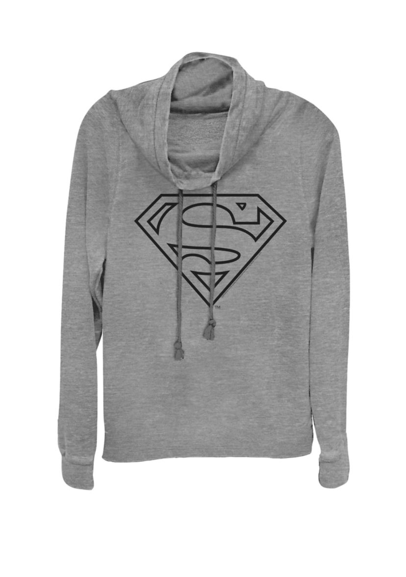 Simple Line Art Logo Cowl Neck Pullover