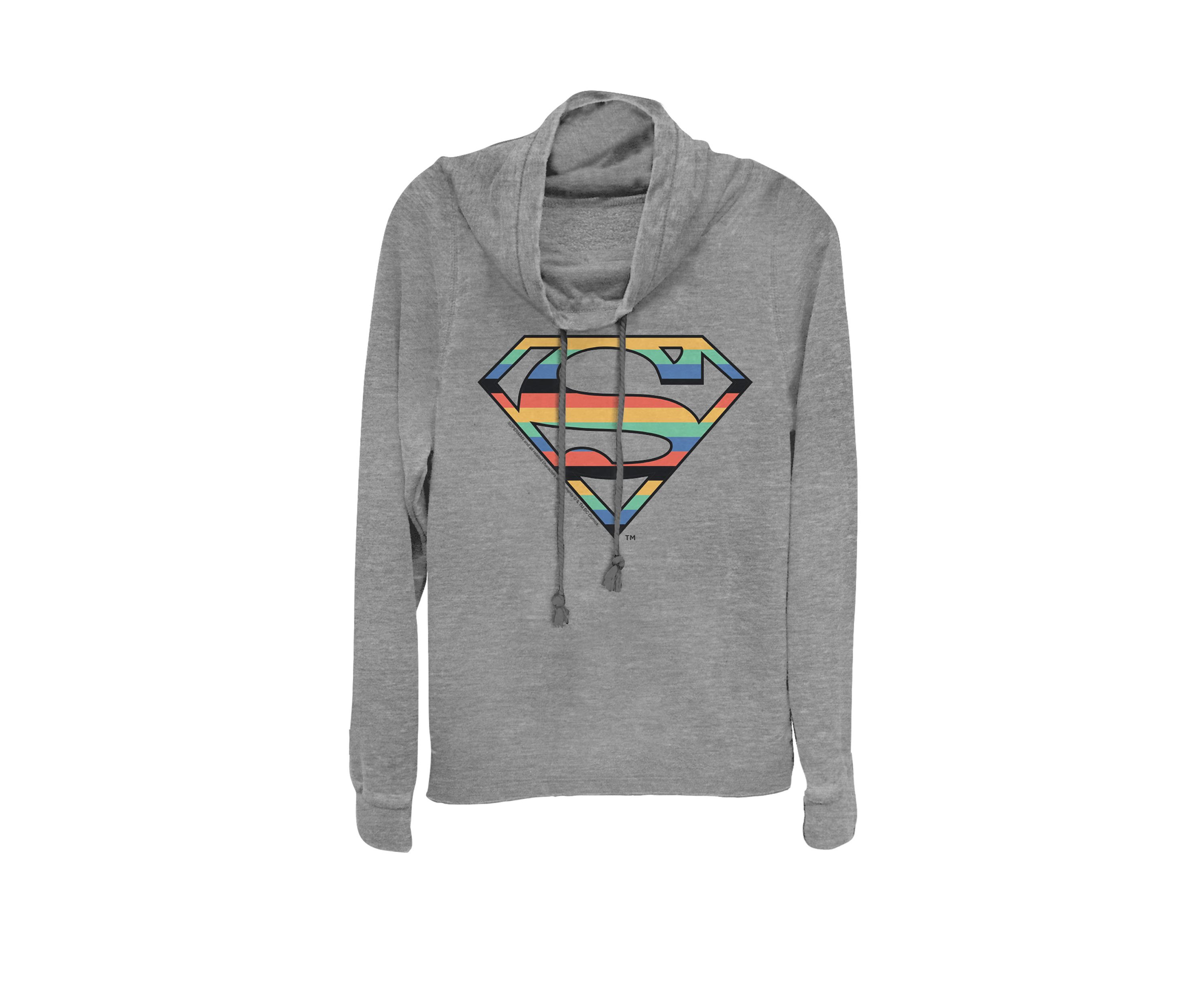 Striped Super Logo Cowl Neck Graphic Pullover