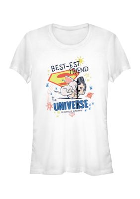 DC COMICS Women's Best-Est Friend In Universe Graphic T-Shirt, White, 2XL
